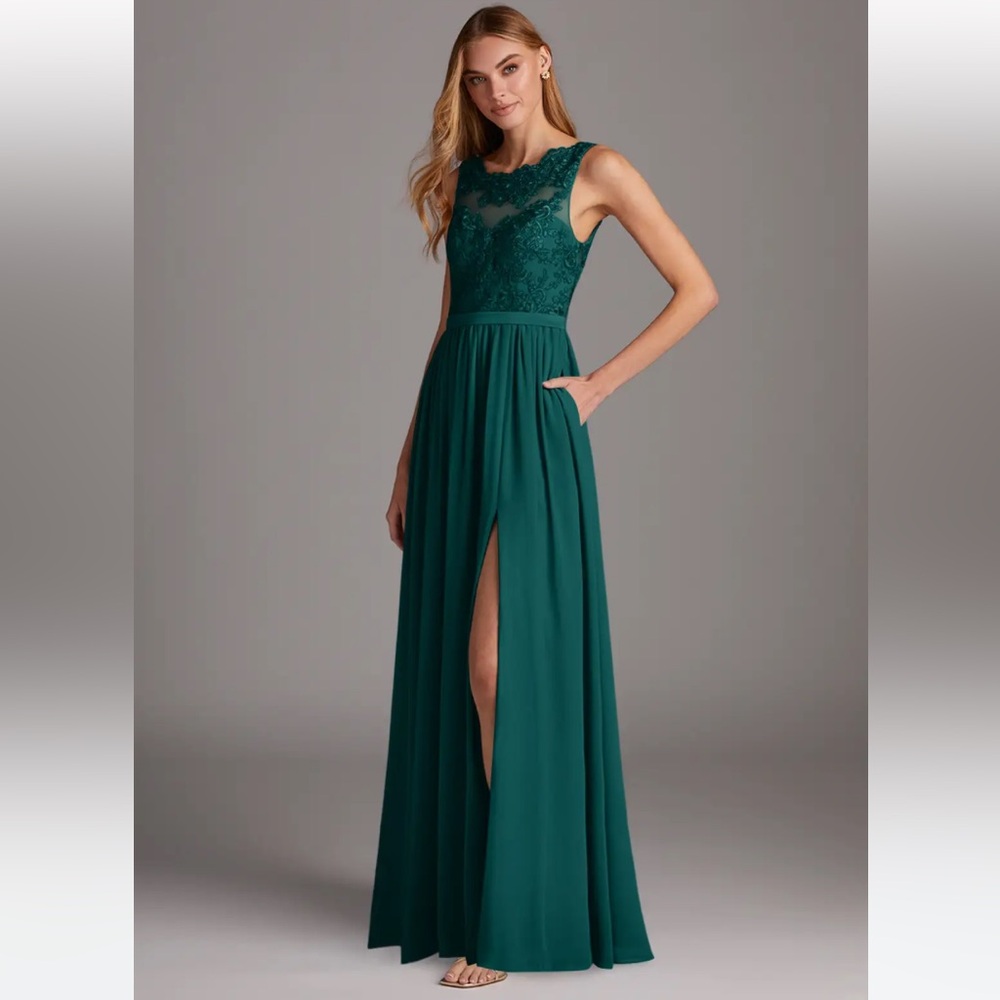 Azazie Ellie Dress in Peacock color (teal). Fits a size medium